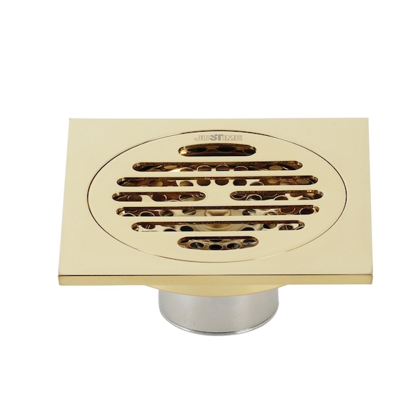 Watercourse Symmetric 4" Square Grid Shower Drain, Brass